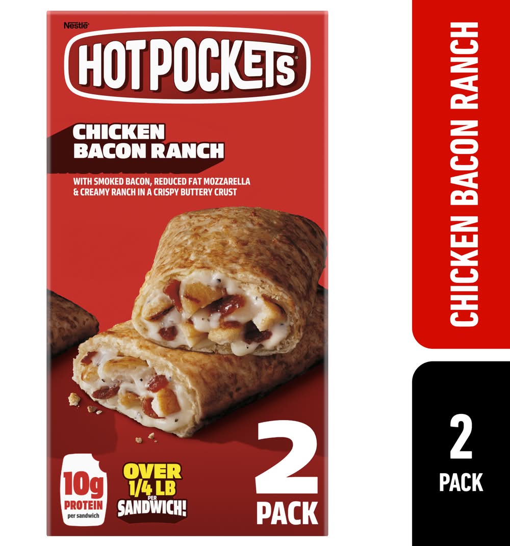 Hot Pockets Crispy Crust Sandwich, Chicken Bacon Ranch (8.5 oz, 2 ct)