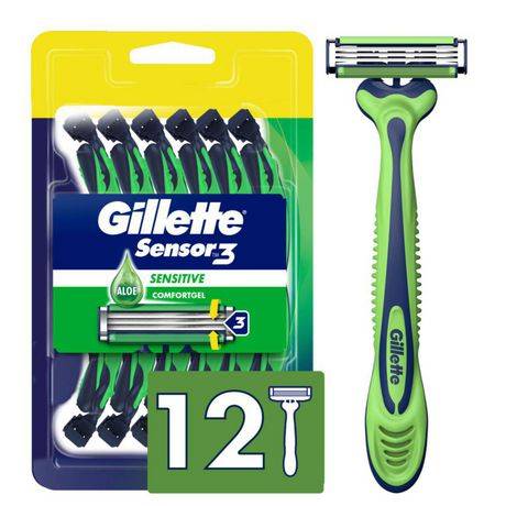 Gillette Sensor3 Sensitive Disposable Razor (12 ct)