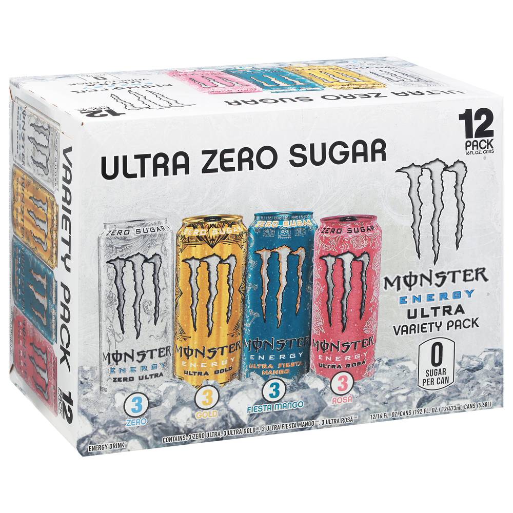 Monster Energy Ultra Zero Sugar Energy Drink Variety Pack(12 Ct, 16 fl Oz)