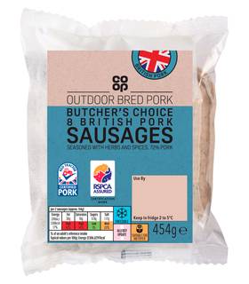 Co-op Outdoor Bred 8 Butchers Choice Pork Sausages 454g