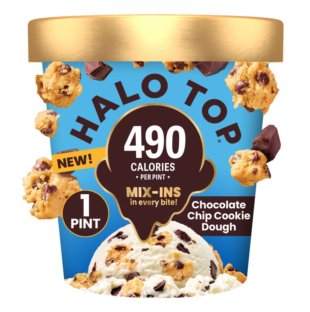 Halo Top Light Ice Cream, Chocolate Chip Cookie Dough (1 pint)