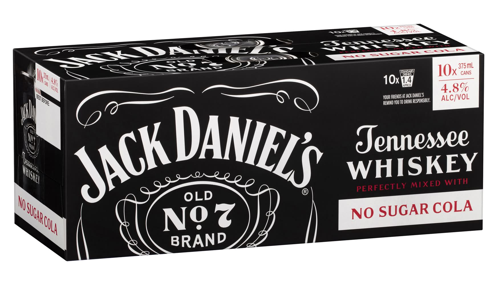 Jack Daniel's No Sugar Cola Tennessee Whiskey (10 x 375mL)