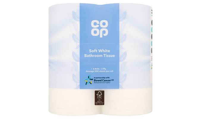Co Op Soft White Bathroom Tissue 4 Rolls 2-Ply