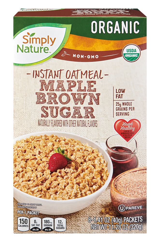 Simply Nature Organic Instant Oatmeal, Maple Brown Sugar (8 x 1.41 oz)