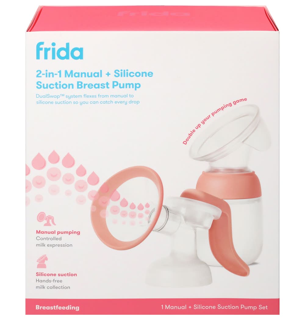 Frida Mom 2-In-1 Manual + Silicone Suction Breast Pump 5 oz