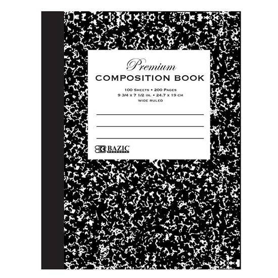 Bangkit U.s.a. Inc Premium Black Wide Ruled Marble Composition Book, 100 Sheets (1 book)