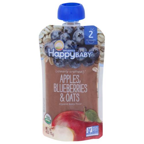 Happy Baby Organic Apples Blueberries & Oats Stage 2 Pouch