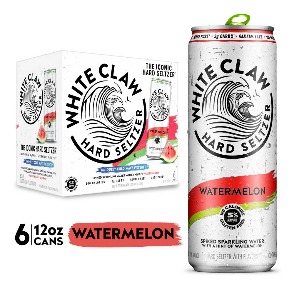 White Claw Spiked Sparkling Water Hard Seltzer (6 ct, 12 fl oz) (watermelon)