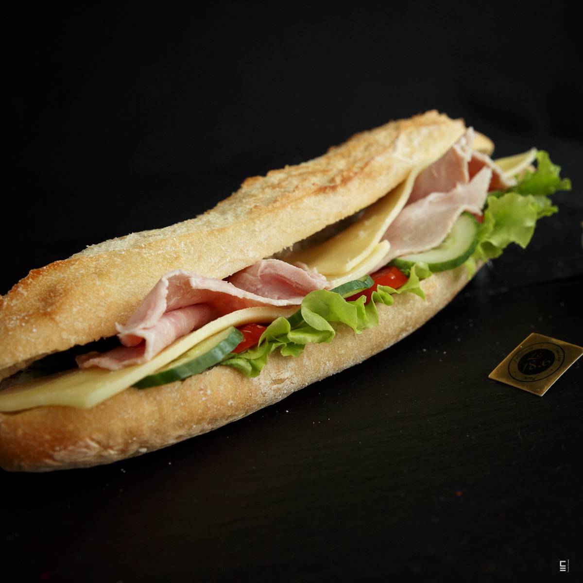 Sandwich crudités jambon dinde