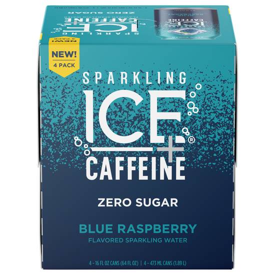 Sparkling Ice Zero Sugar +Caffeine Blue Raspberry Sparkling Water (4 ct, 4fl oz)