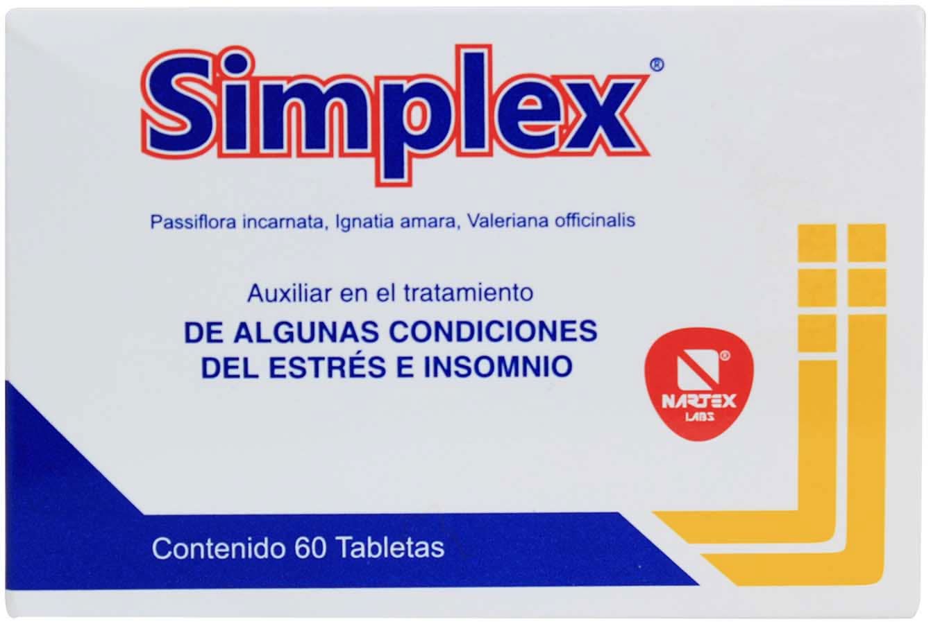 Simplex · Passiflora incarnata, ignatia amara y valeriana officinalis en tabletas (60 un)