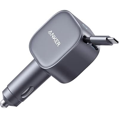 Anker Nano USB-C Car Charger with Built-In Retractable USB-C Cable, 75W (A2738HA1-1)