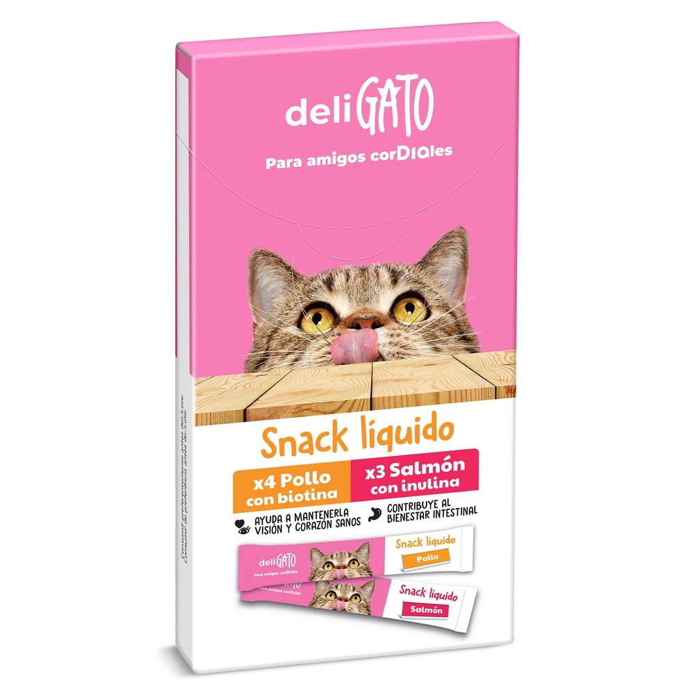 Snack Para Gatos Líquido De Pollo Y Salmón Deligato Dia Bolsa 105 G