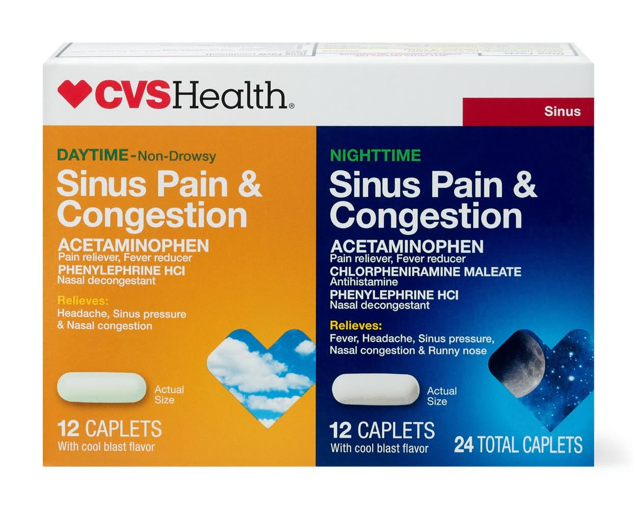 CVS Pharmacy Sinus Pain & Congestion Acetaminophen Caplets (24 ct)
