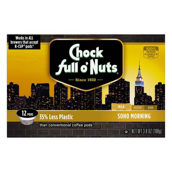 Chock Full O' Nuts Mild Roast Soho Morning Coffee Pods (12 pods)