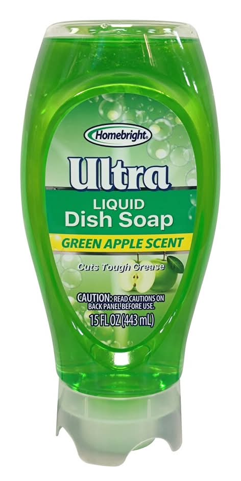 Homebright Ultra Liquid Dish Soap, Green Apple (15 fl oz)