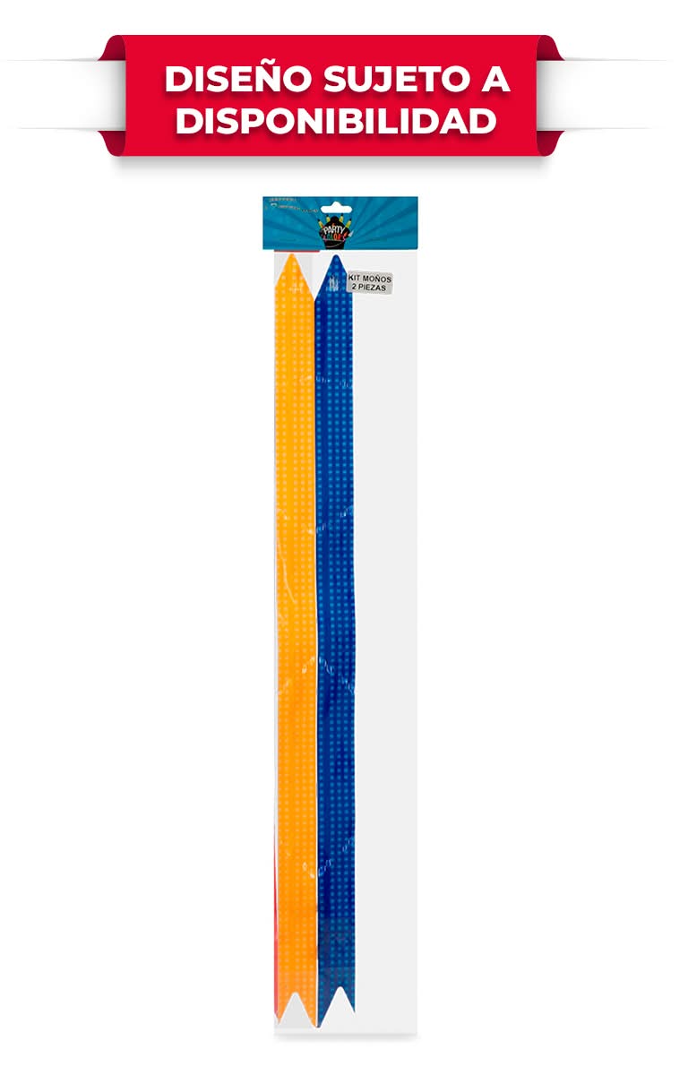 Merceria La Principal · Kit moños mágicos estándar, azul-amarillo (2 un)