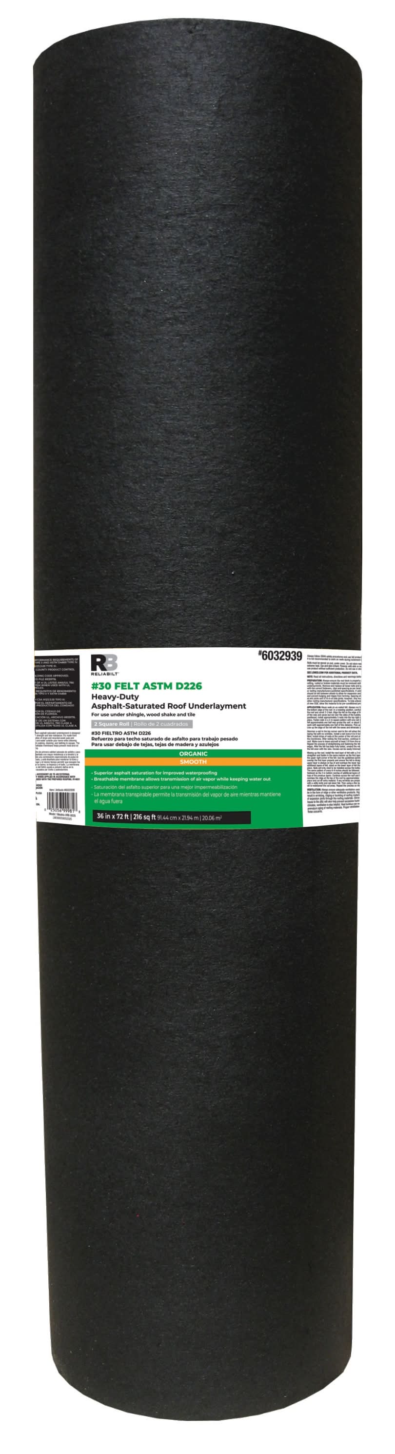 ReliaBilt Roof deck protection 36-in x 71.75-ft 200-sq ft Felt Roof Underlayment