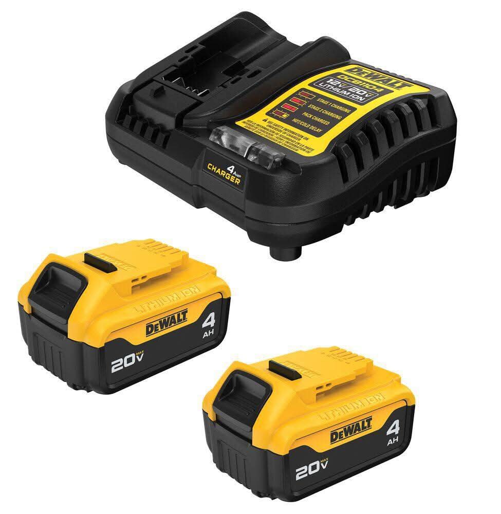 Dewalt 20V Max Battery Starter Kit With (2) 4.0 Ah Batteries And Charger