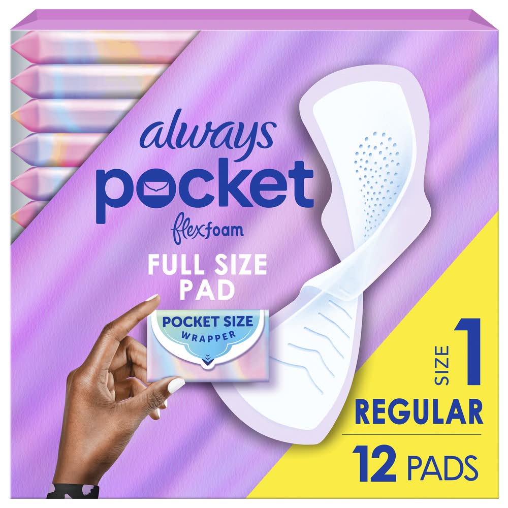 Always Feminine Pocket Flex Foam Pads, 1 (12 ct)