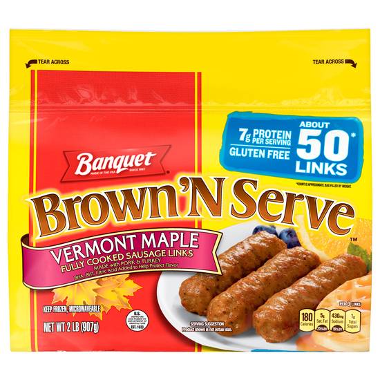Banquet Brown N Serve Vermont Maple Fully Cooked Sausage Links
