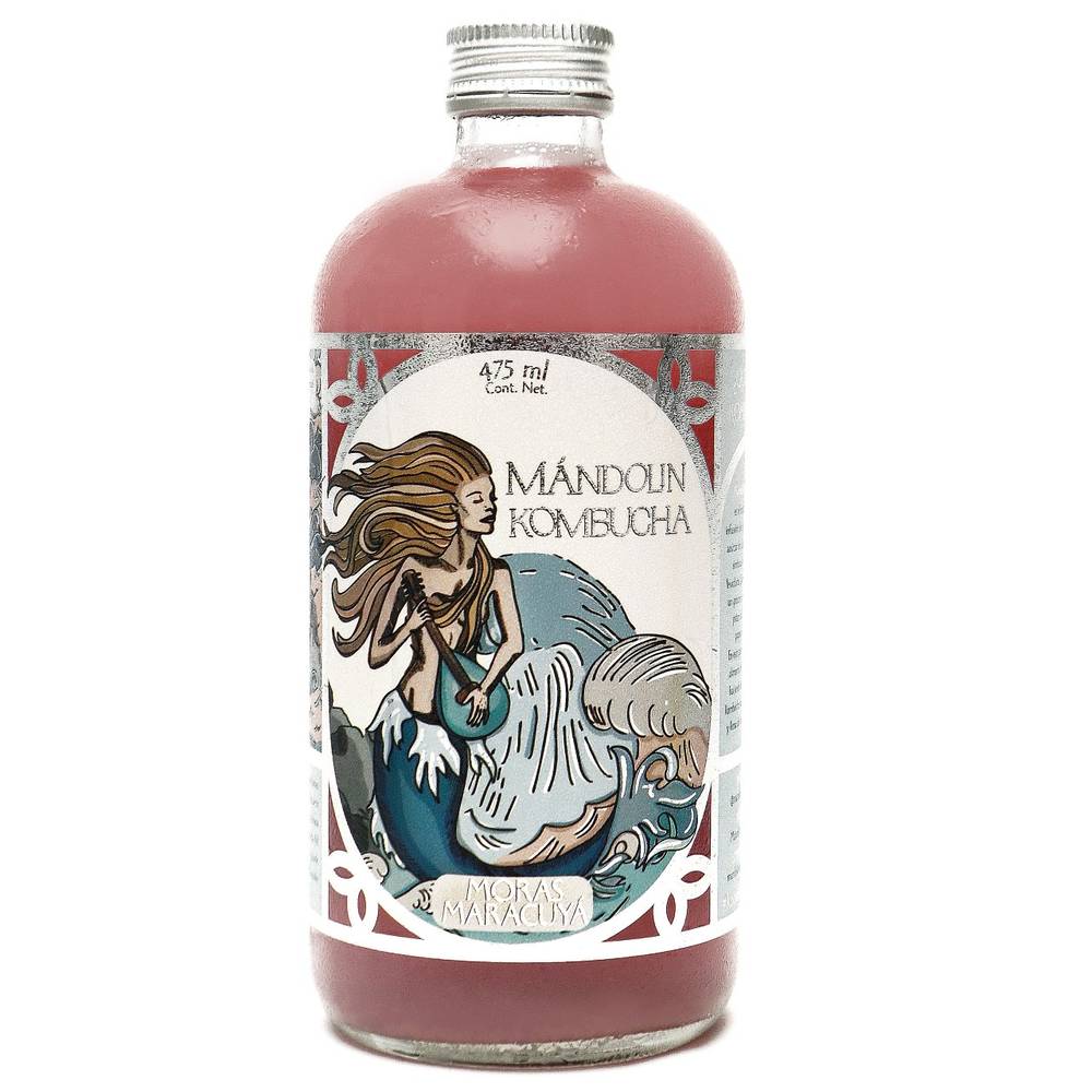 Mandolin kombucha bebida fermentada moras maracuyá (botella 475 ml)