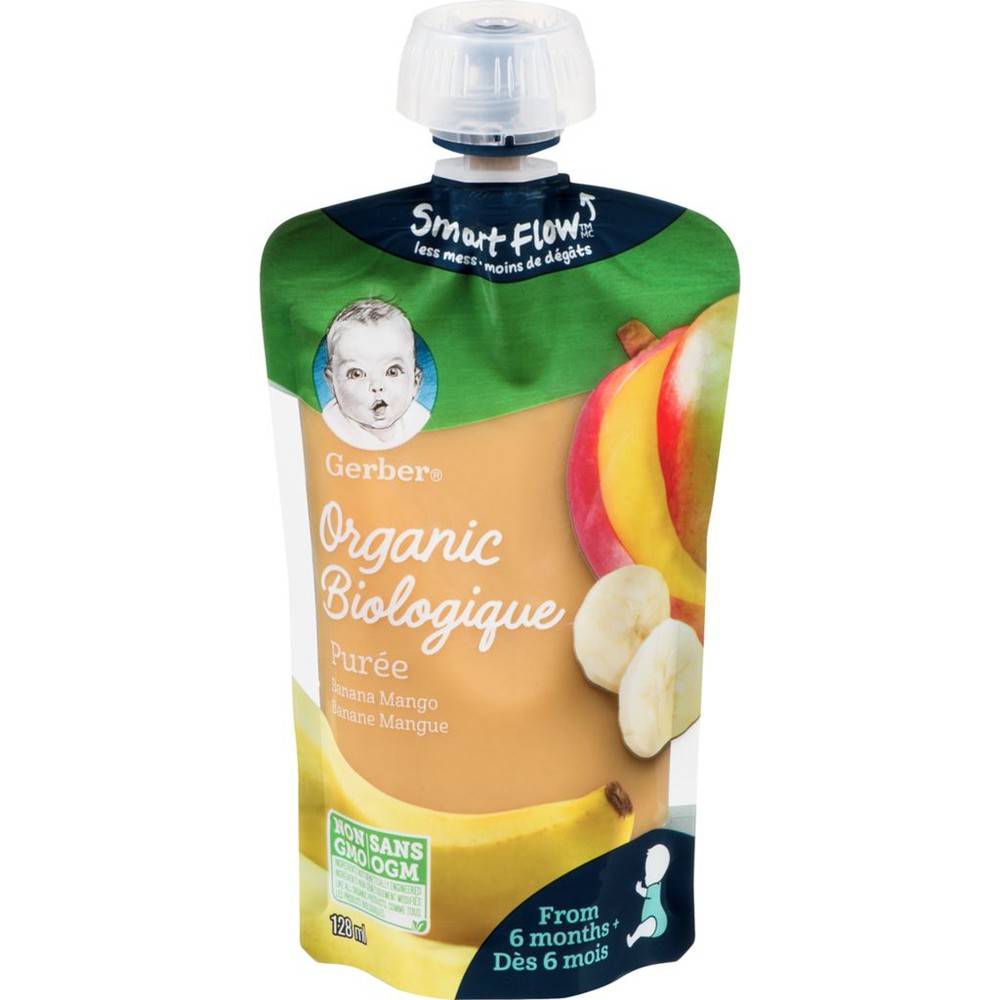 Gerber Organic Purée Banana Mango Baby Food (128 ml)