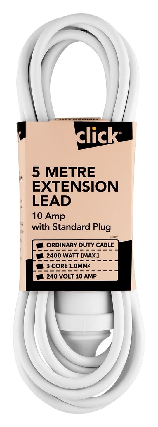Click 5m White Extension Lead