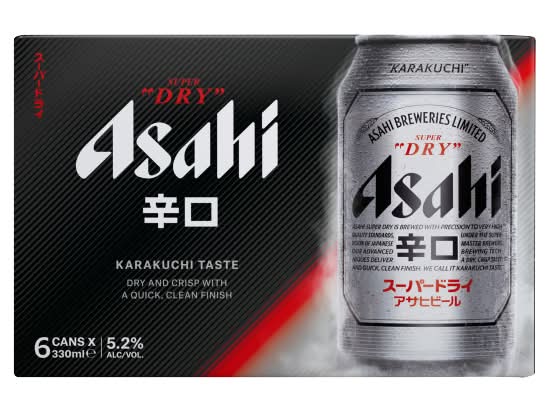 Asahi Super 'Dry' 5% 6x330ml Cans