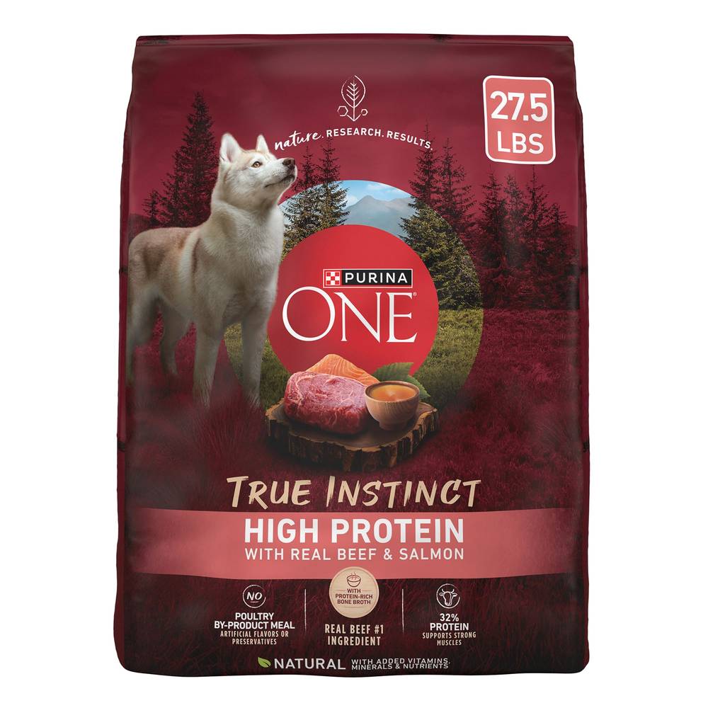 Purina One Natural, High Protein Dry Dog Food; Smartblend True Instinct With Real Beef & Salmon (27.5 lbs)
