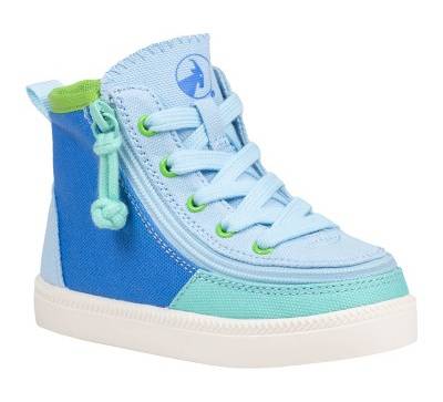 BILLY Footwear Toddler Haring Colorblock Sneakers - Blue/Lime 2: Zipper Lace Up, Cushioned Insole, Canvas