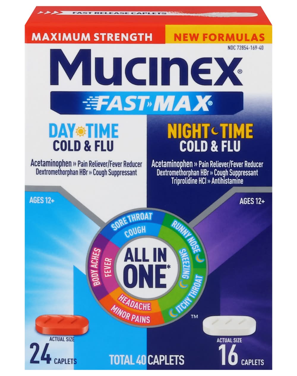 Mucinex Fast Max Day & Night Time Cold & Flu Relief Caplets (40 ct)