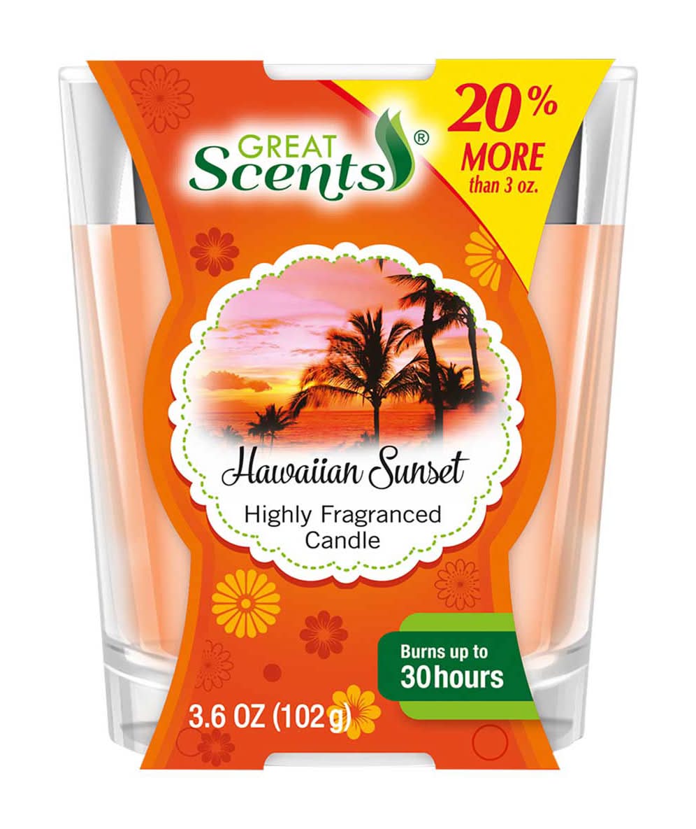 Great Scents Highly Fragranced Candle, Hawaiian Sunset (3.6 oz)