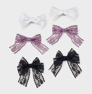 Art Class Girls Lace Bow Hair Clip Set, Assorted (6 ct)