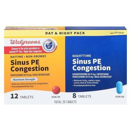 Walgreens Wal-Phed Pe Sinus Congestion Day & Night Tablets, Pseudoephedrine Free