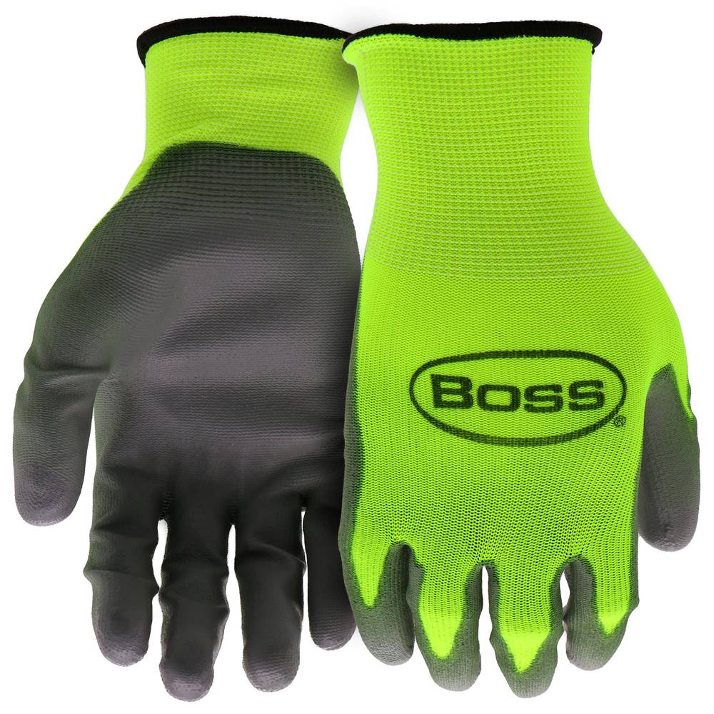 Boss Large Gray Latex Dipped Polyester Gloves, (1-Pair) | B33141-L