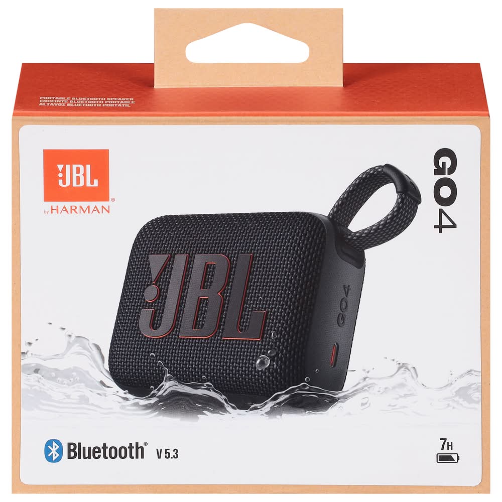 JBL Go4 Portable Bluetooth Waterproof Speaker, Black