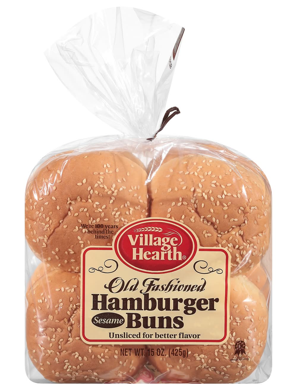 Village Hearth Hamburger Buns, Sesame & Butter (15 oz, 8 ct)