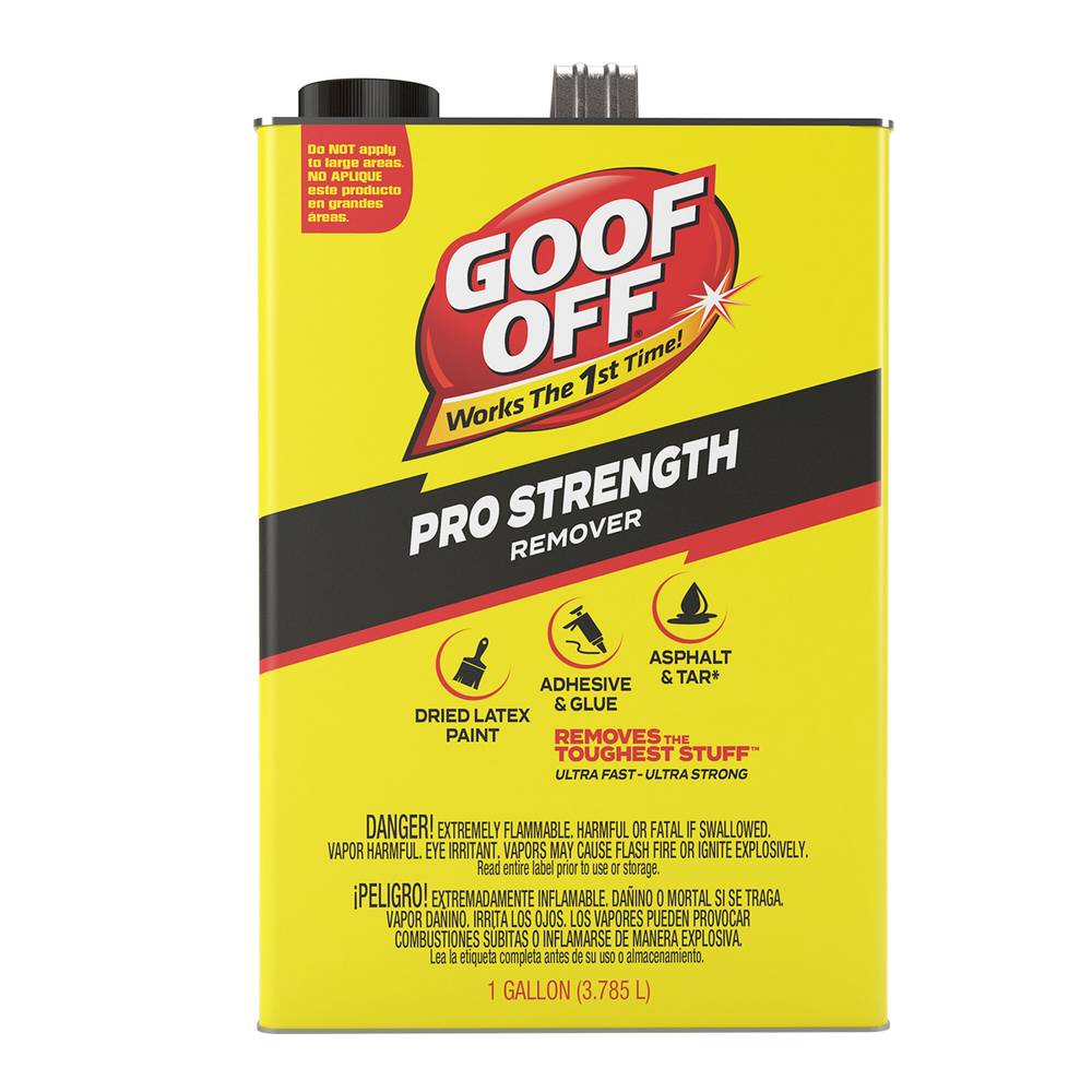 Goof Off Fast-Acting Liquid Adhesive Remover - Removes Dried Latex Paint & Tough Adhesives - Pour Bottle - Ideal for Baseboards, Wood, Metal, Glass & More | FG657