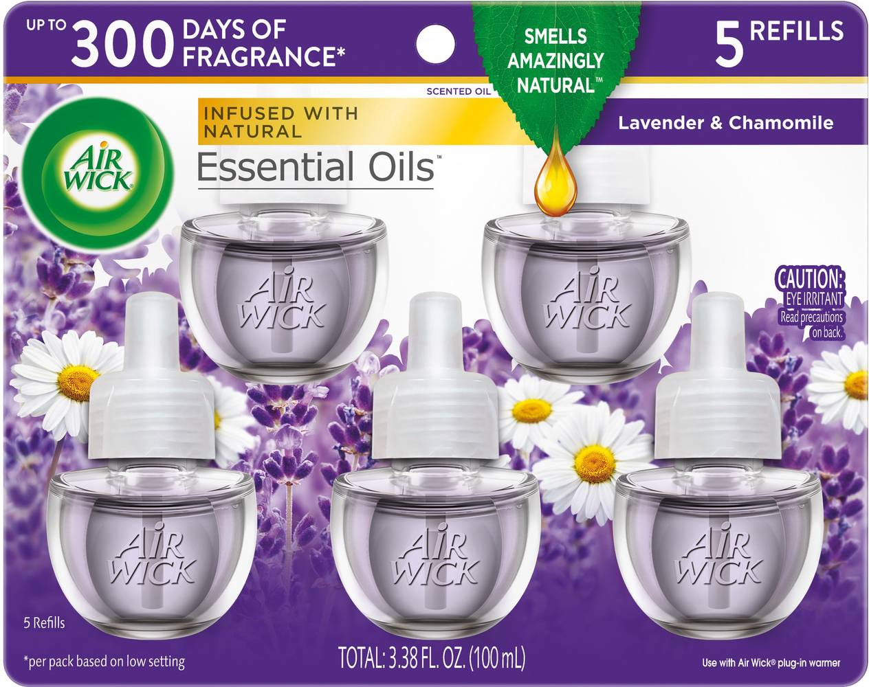 Air Wick Air Fresheners With Essential Oils Refills, Lavender-Chamomile (3.38 fl oz, 5 ct)