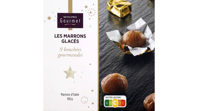 Monoprix Gourmet Les Marrons Glacés, 9 bouchées gourmandes La boîte de 9 - 190 g
