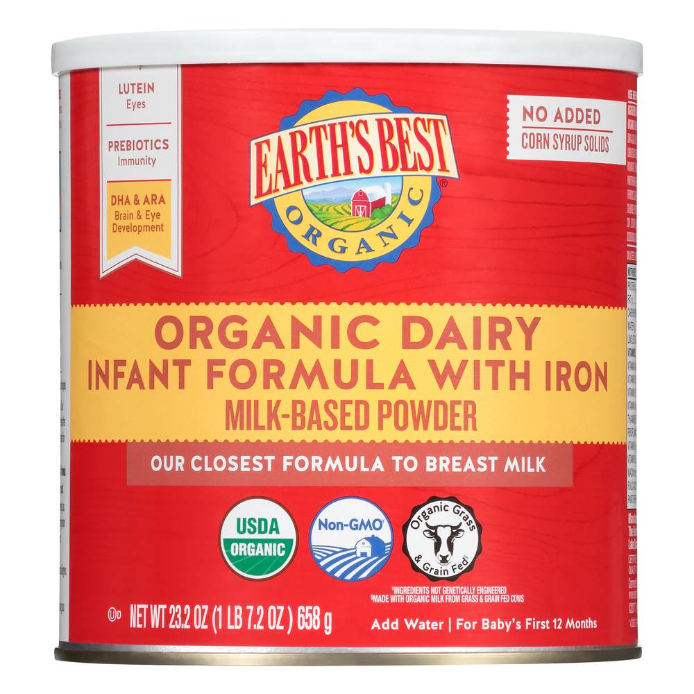 Earth's Best Organic Milk-Based Powder Infant Formula With Iron (21 oz)