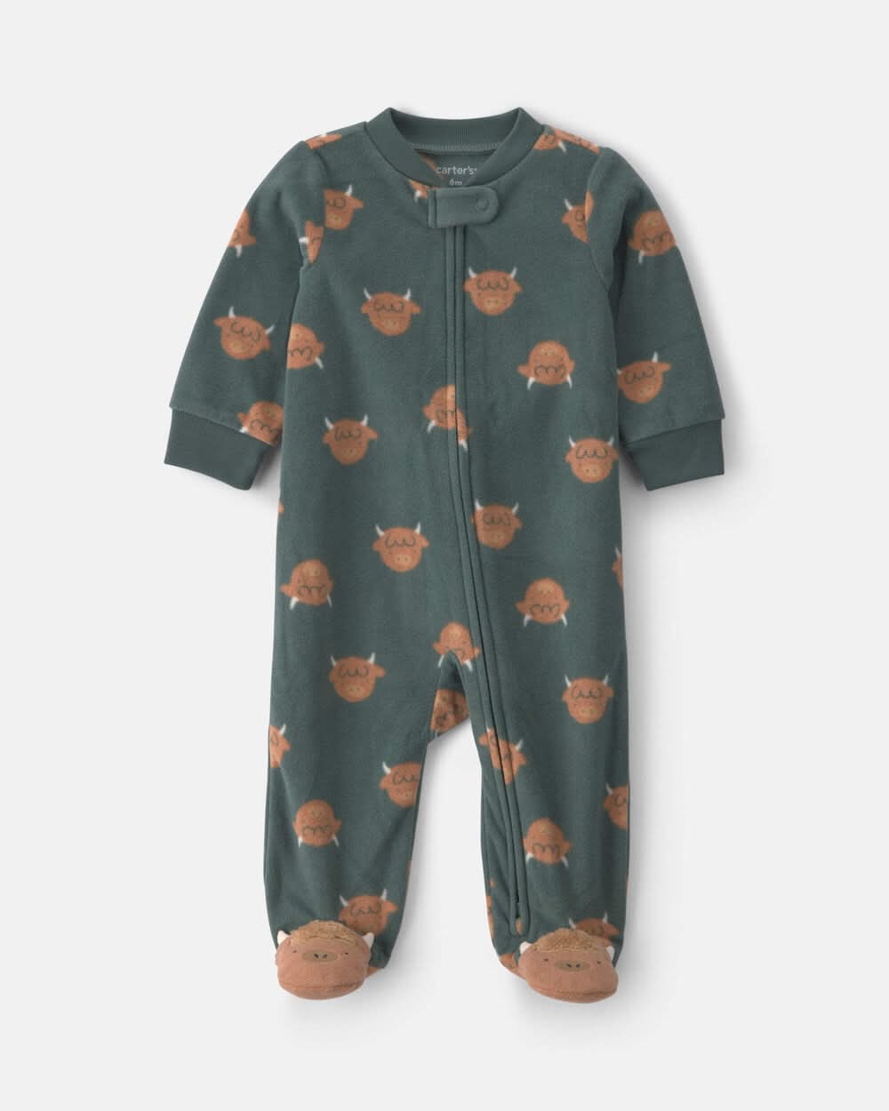 Baby Boy Farm Fleece 2-Way Zip Sleep & Play Pajamas - Green - NB
