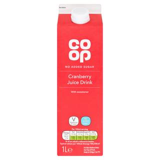 Co-op No Added Sugar Cranberry Juice Drink 1L
