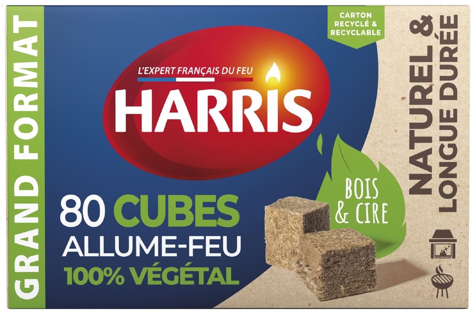 Harris - Cubes allume-feu bois compressé cire végétale (318g)