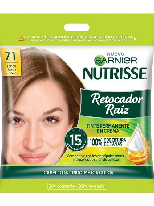 Garnier · Nutrisse tinte permanente en crema retocador de raíz, 71 rubios cenizos (2 un)