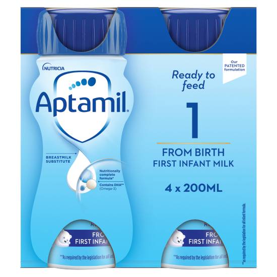 Aptamil 1 First Baby Milk Formula Multipack From Birth 4 X 200ml