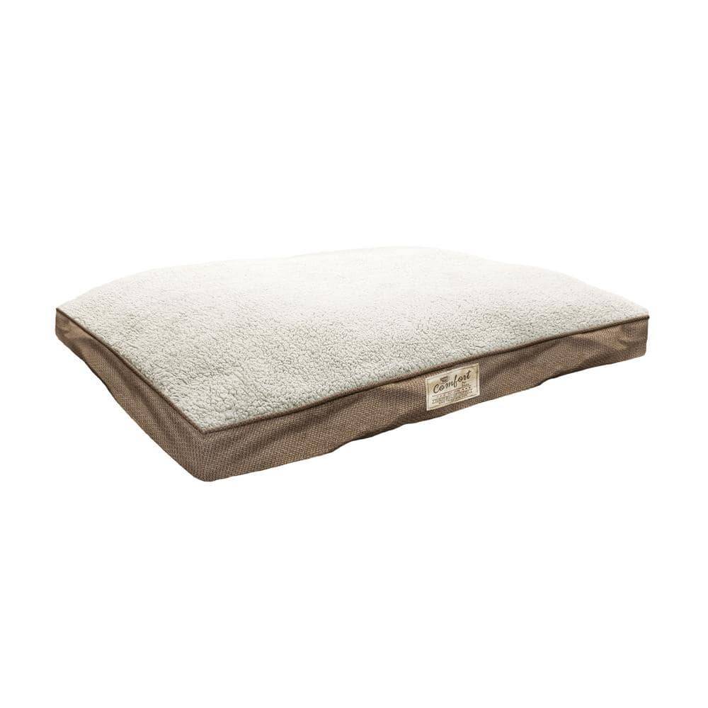 Happy Tails 40 In. X 30 In. Brown Sherpa Woven Linen Pet Bed