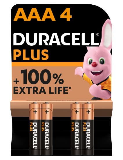 Duracell AAA, Plus Alkaline Batteries (4 pack)