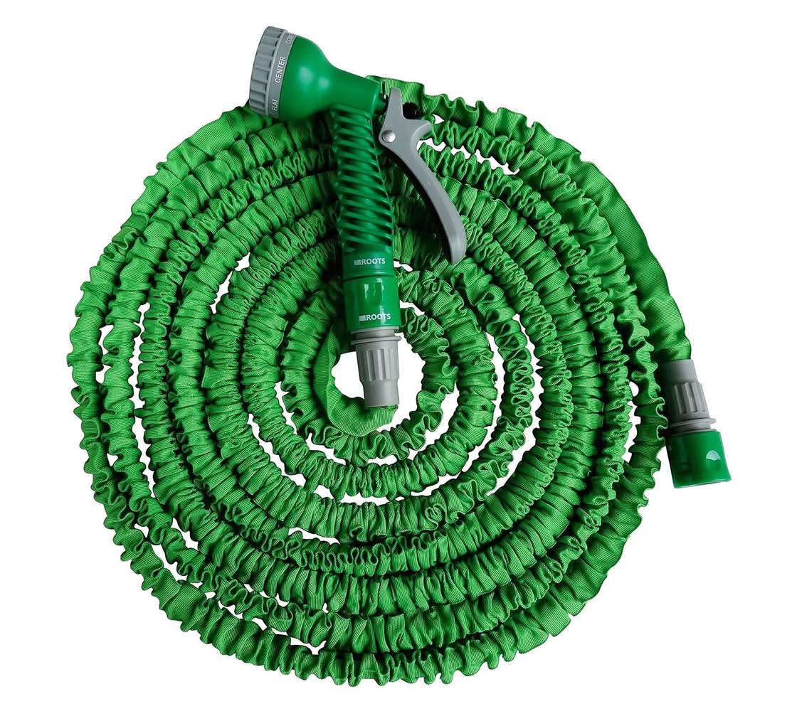 Roots · Manguera expandible 5/15 m verde
